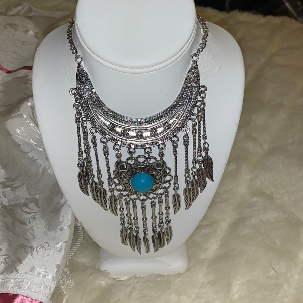 Dream catcher feather choker necklace